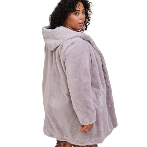 New Torrid Faux Fur Jacket Gray Size 3/3X - Picture 3 of 6